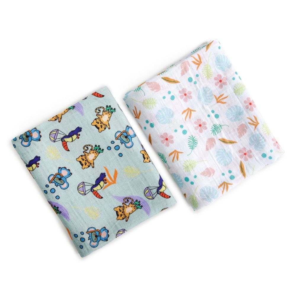 Milk&Moo - Jungle Friends Baby Swaddle Blanket - Pack of 1 - 2pcs