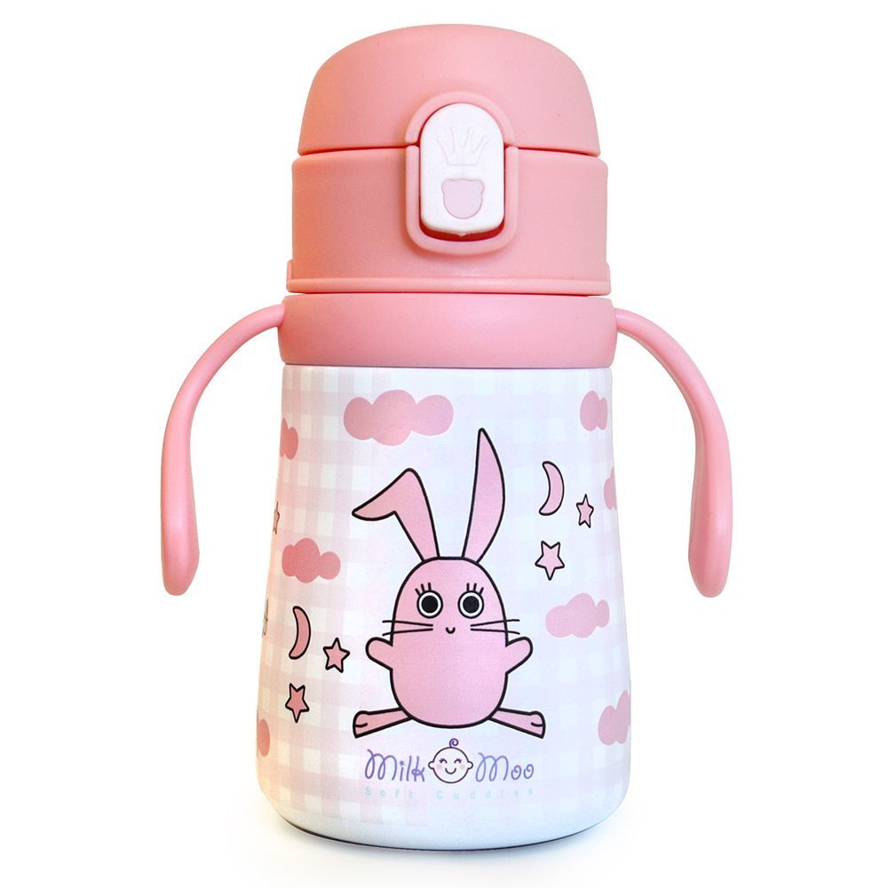 Milk&Moo - Stainless Steel Cancin Flask - 360ml - Pink Bunny