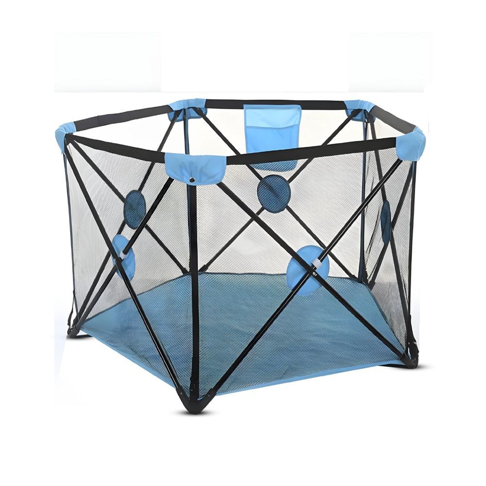 HOCC - Portable Mesh Baby Playpen With Carrying Bag - Blue