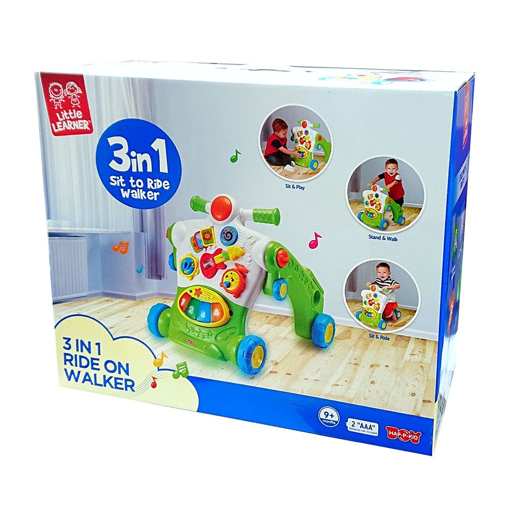 Happy Kids - 3-in-1 Little Learner Ride-On Walker