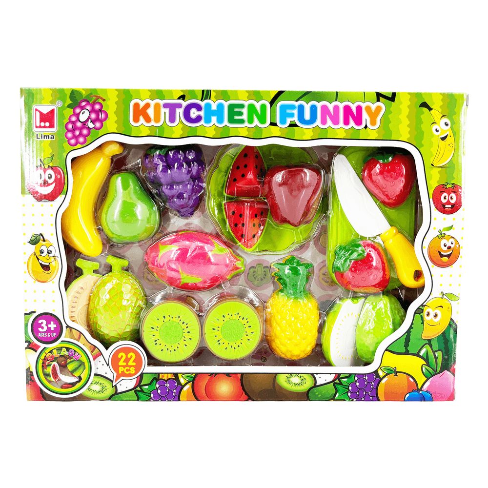 Galaxy Toys - Kitchen Funny Cutting Fruit And Vegetable Playset - 22 Pcs