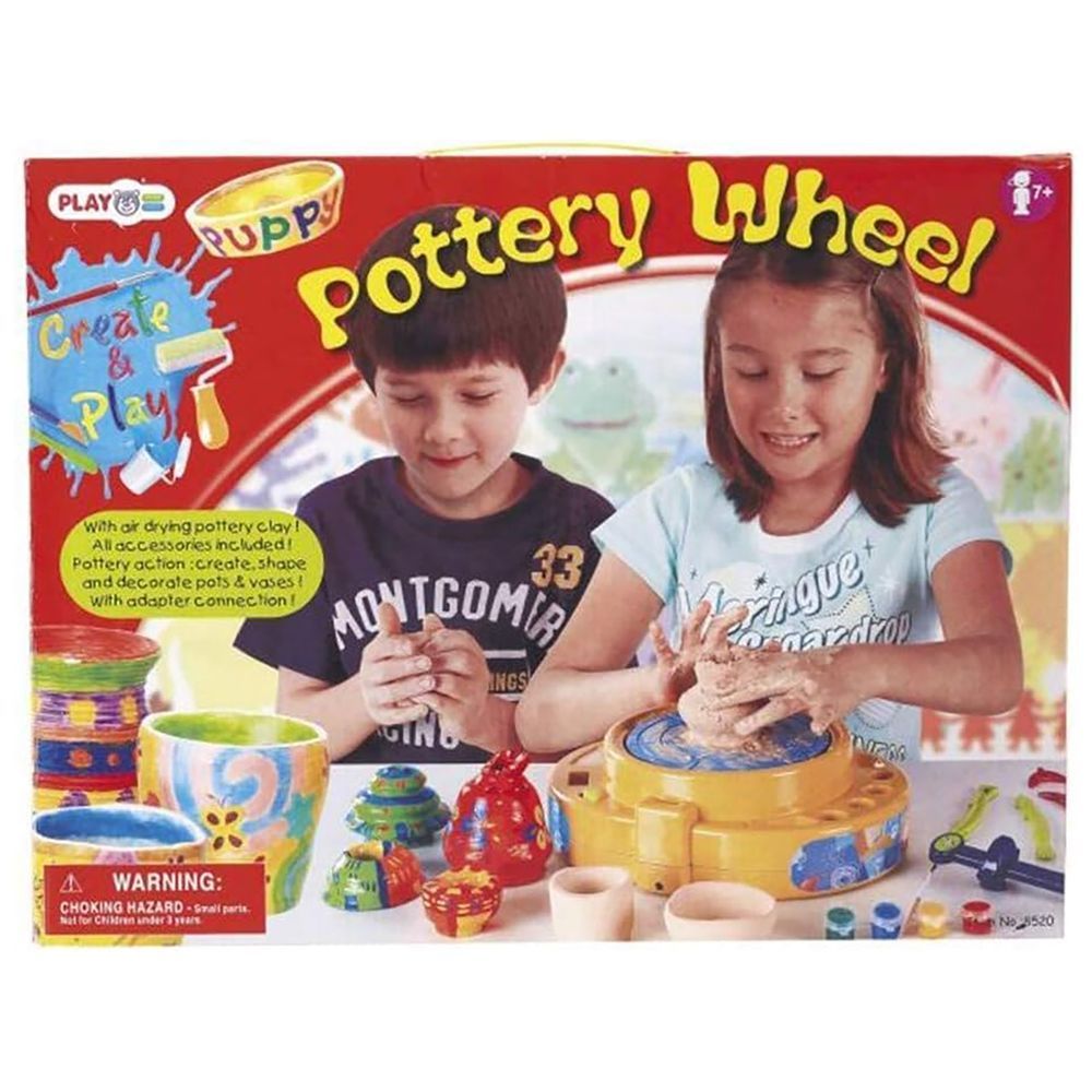 Happy Kids - Playgo Battery Operated Pottery Wheel Playset - 9 Pcs