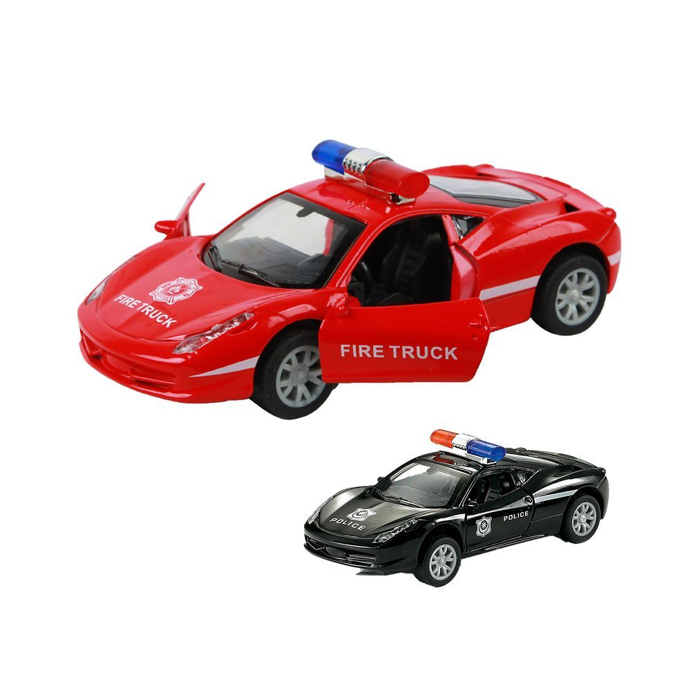 Galaxy Toys - 1/32 Ferrari Pull Back Die-Cast Police Car - 10-15 cm - Color May Vary - 1 Pc