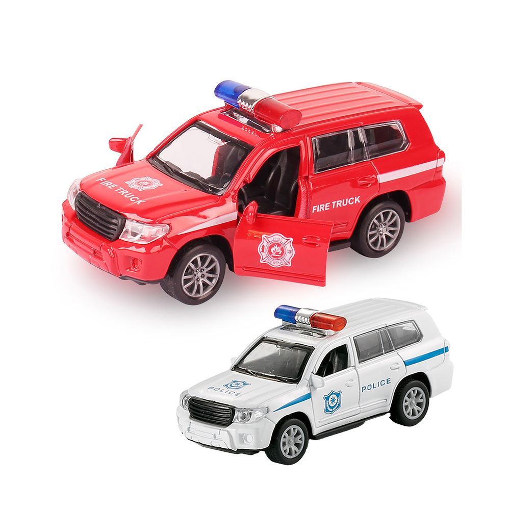 Galaxy Toys - 1/32 Toyota Land Cruiser Pull Back Die-Cast Police Car - 10-15 cm - Color May Vary - 1 Pc