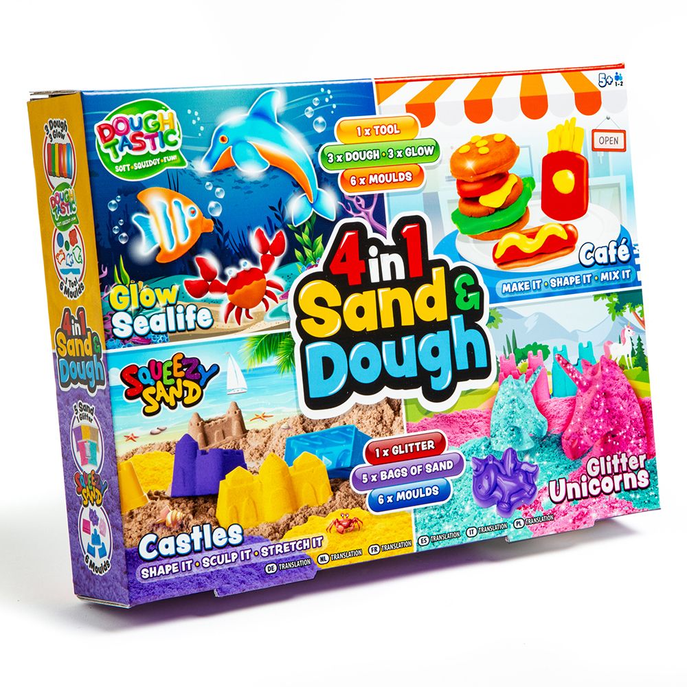 RMS - 4 In 1 Dough & Sand - Glow Sealife, Cafe Play, Castles & Glitter Unicorns