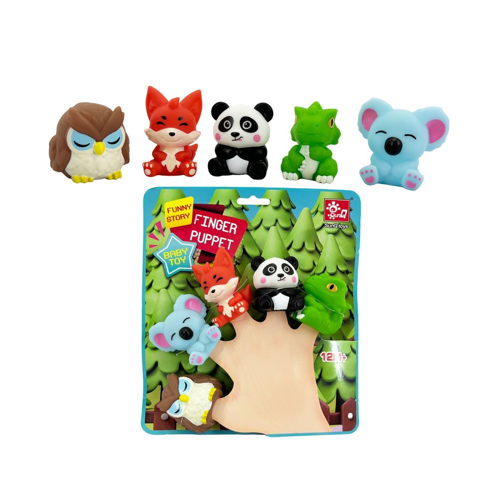 Galaxy Toys - Funny Story Finger Puppet Toy Set - Owl/Fox/Panda/Dinosaur/Koala - 5 Pcs