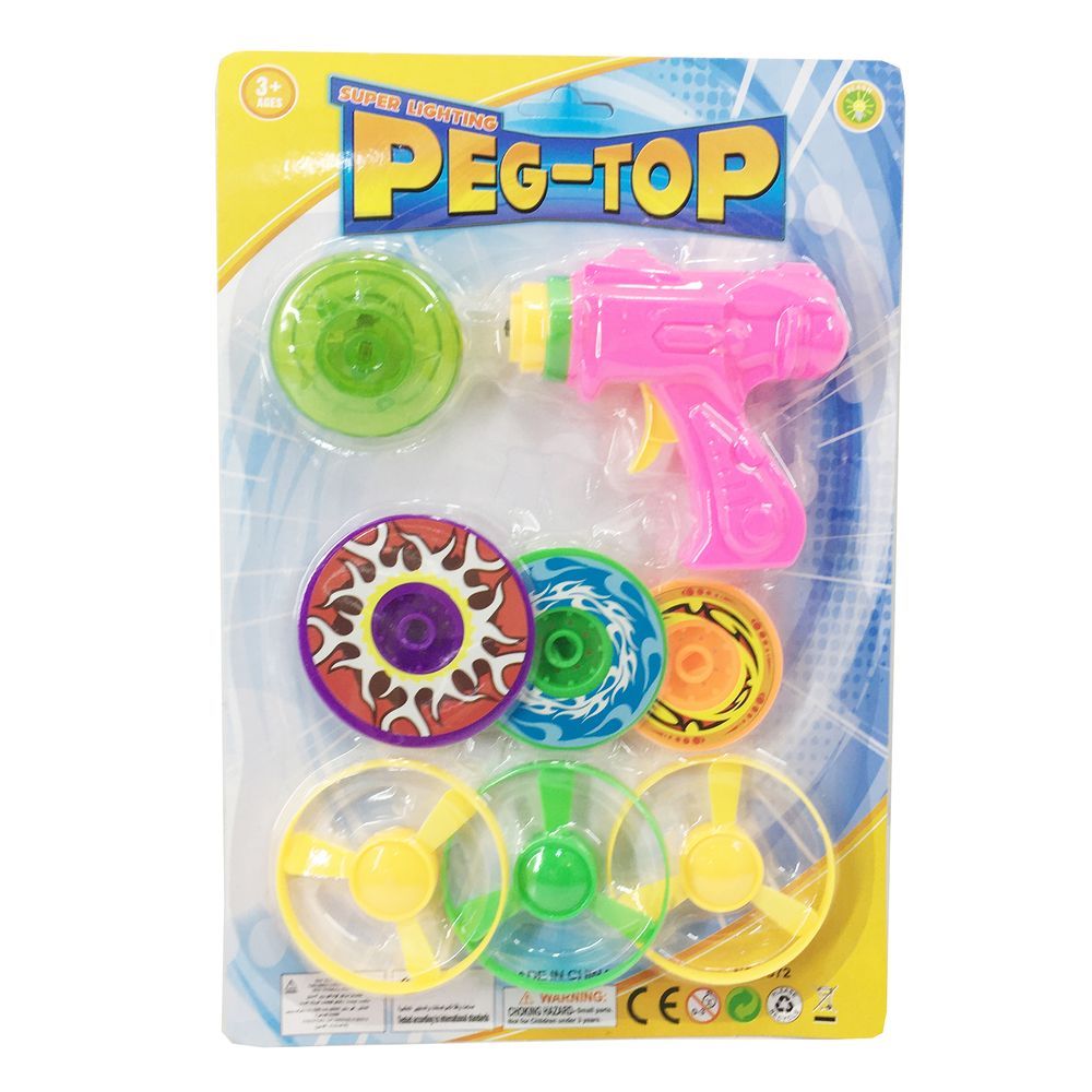 Galaxy Toys - Super Lighting Peg-Top Spinning Toy Set - 8 Pcs