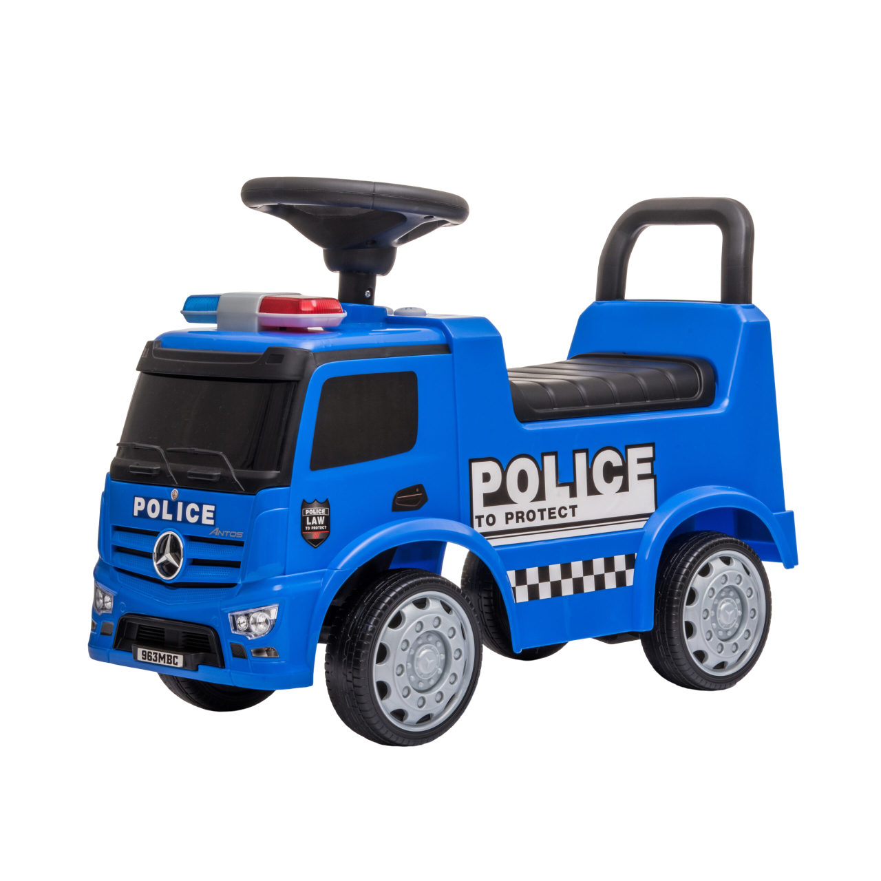 Mercedes Benz - Antos Police Foot To Floor Ride On - Blue