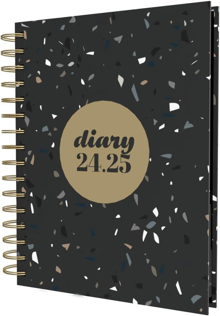 Collins - A5 Scandi Day To Page Diary 2024-25 - Black Terrazzo