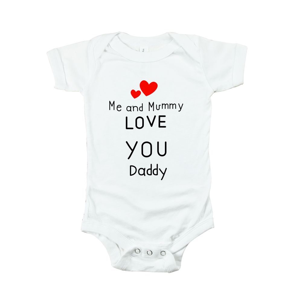 Matching Family Outfits - Me And Mommy Love You Daddy Baby Romper - White