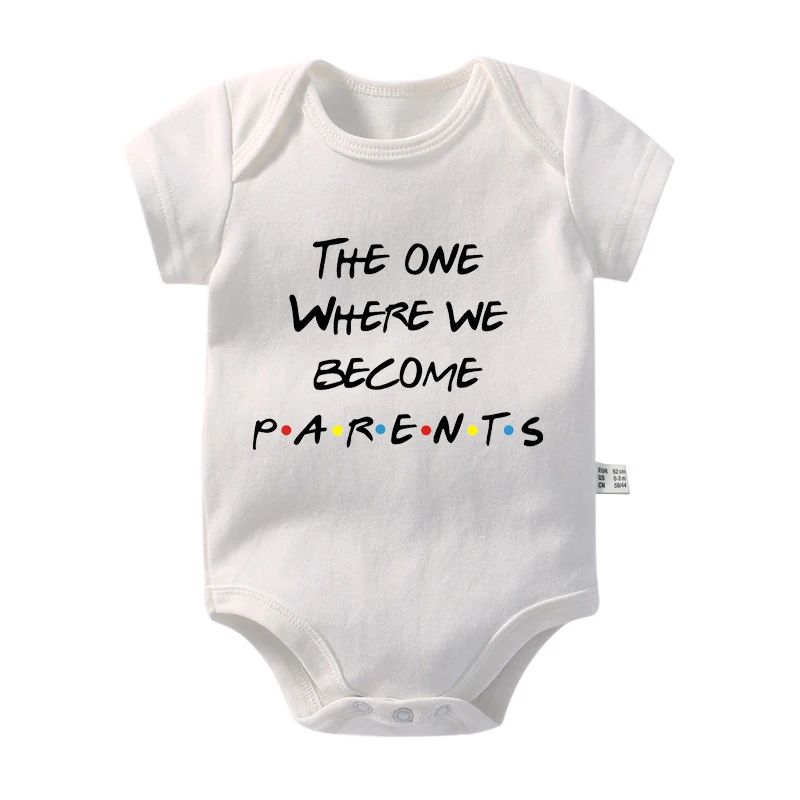 Matching Family Outfits - Baby Romper Gift Set - The One Where We Become Parents - White