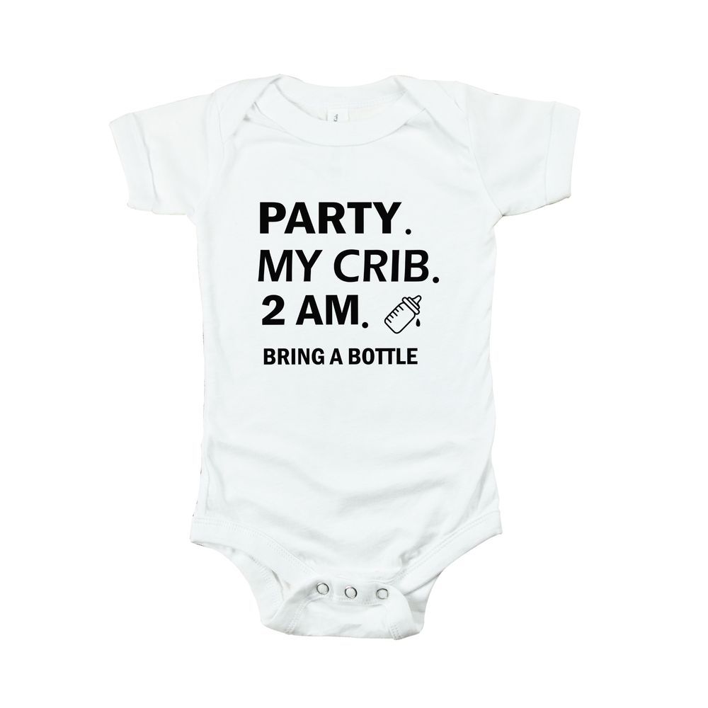 Matching Family Outfits - Baby Romper Gift Set - Party My Crib 2 Am Bring A Bottle - White