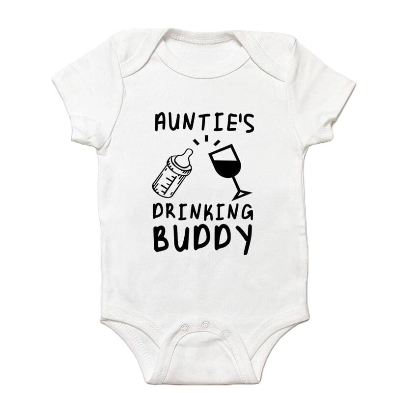 Matching Family Outfits - Baby Romper - Auntie's Drinking Buddy - White