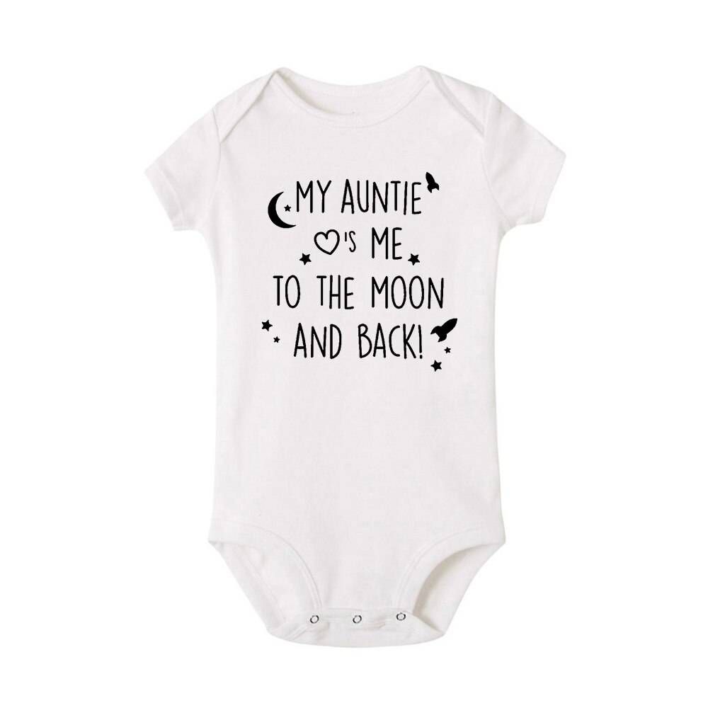 Matching Family Outfits - Baby Romper - My Auntie Love's Me To The Moon & Back - White