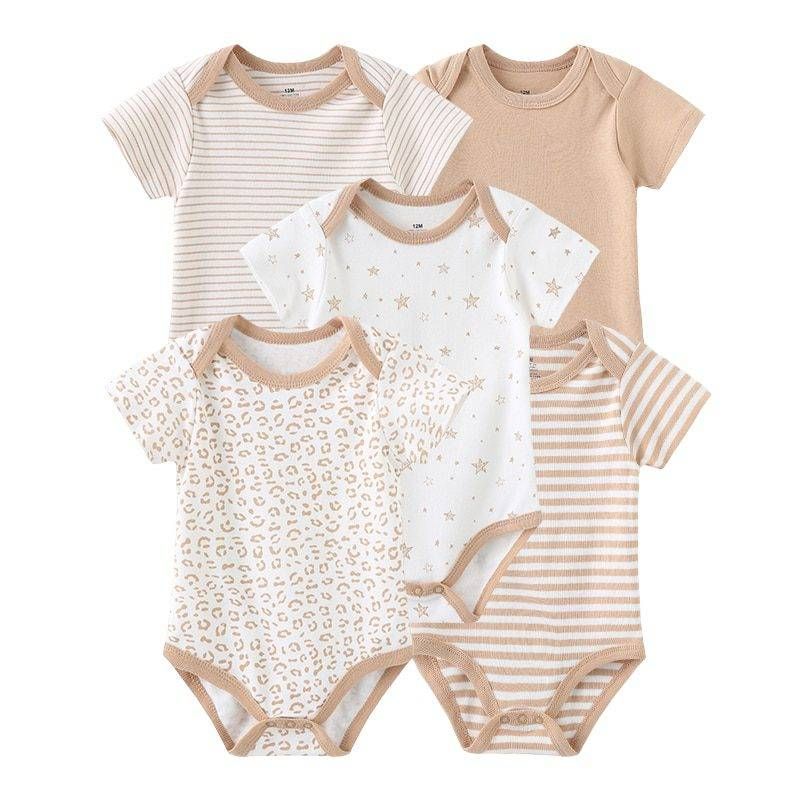 Matching Family Outfits - 5pc-Set - Cotton Baby Romper - Pink/White_12M