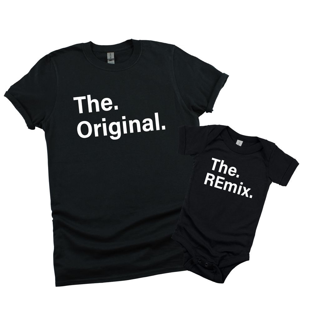 Matching Family Outfits - The Remix, The Original, Romper & Adult T-shirt 2pc Set - Black