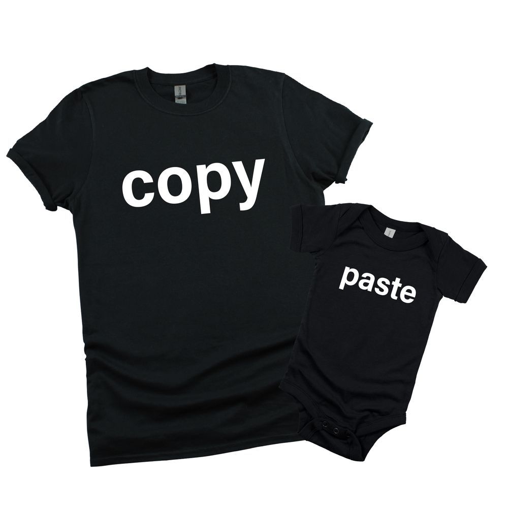 Matching Family Outfits - Paste & Copy Romper & Adult T-shirt - Black