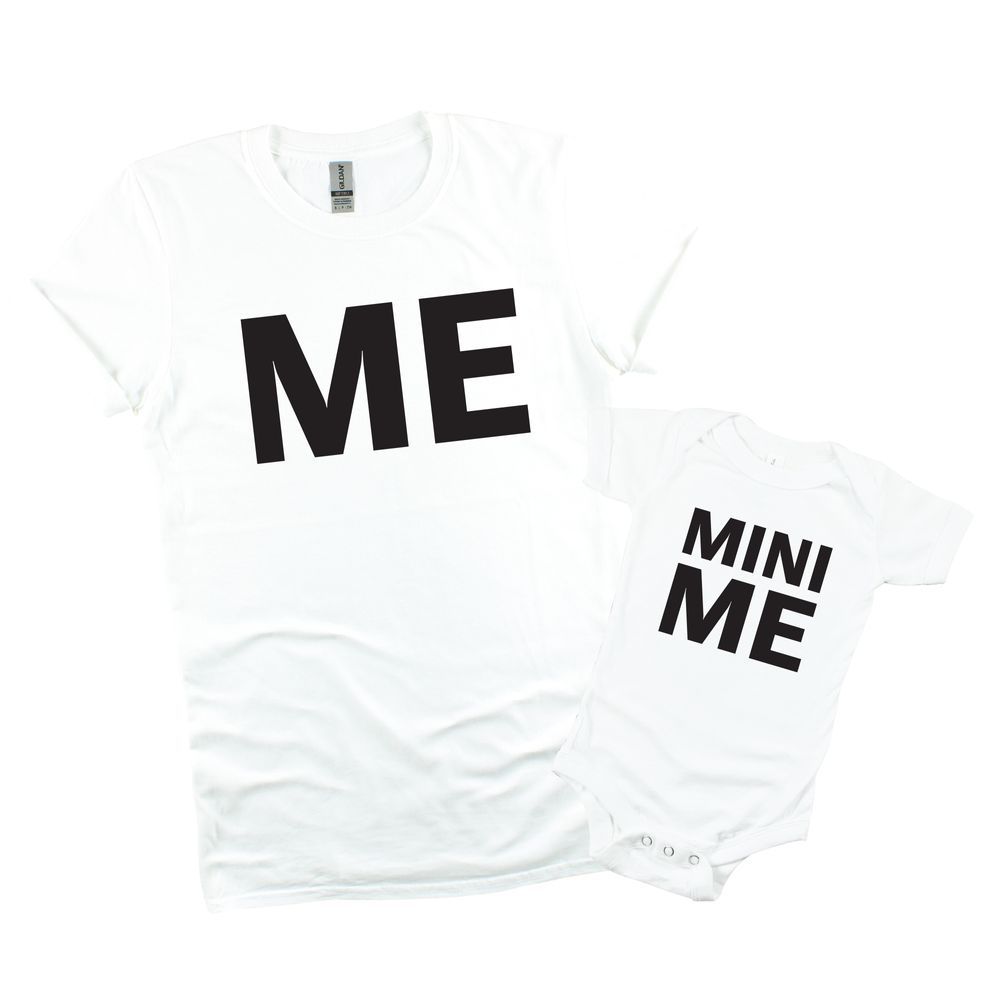 Matching Family Outfits - Mini Me Baby Romper And Me Adult T-Shirt - White