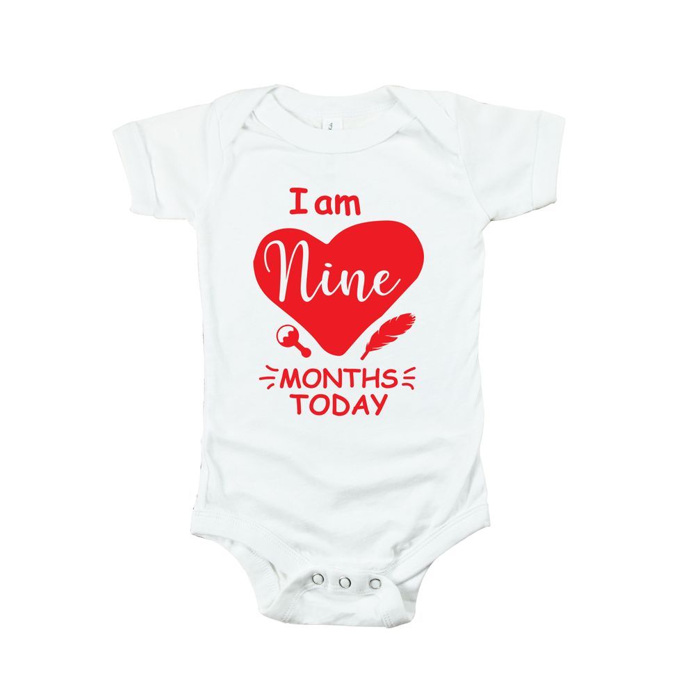 Matching Family Outfits - I Am Nine Months Today - Baby Romper - White