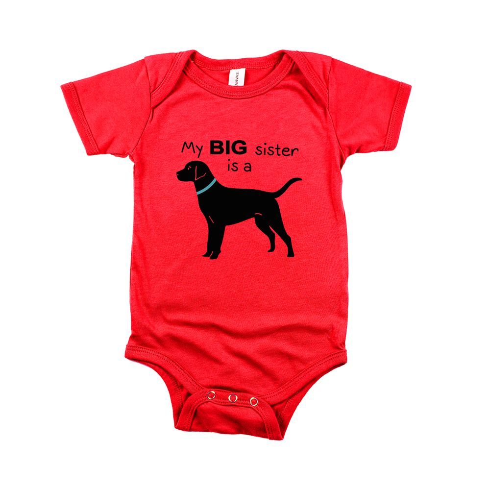 Matching Family Outfits - My Big Sister Is A - Baby Romper - Red