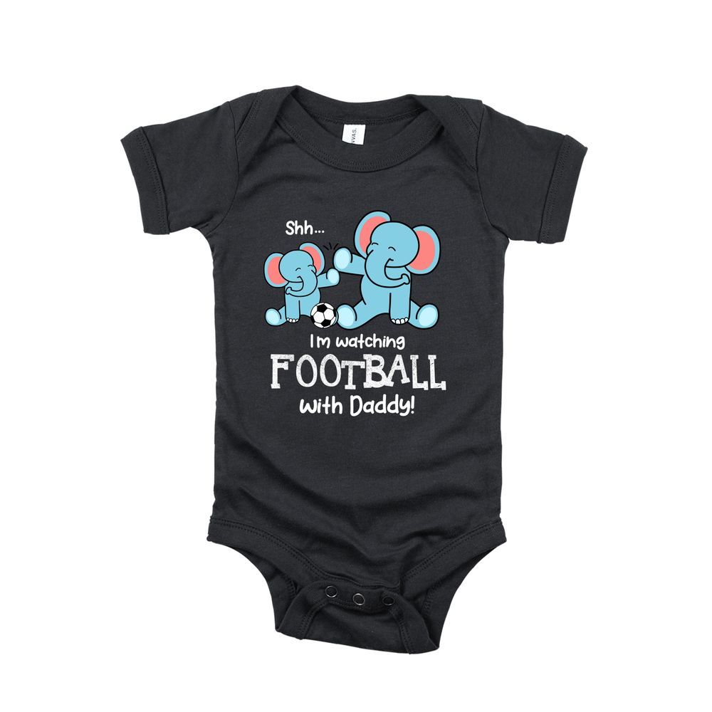 Matching Family Outfits - Shhh I'm Watching Football Baby Rompers - Black