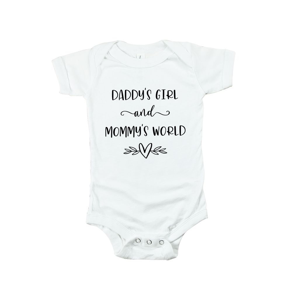 Matching Family Outfits - Daddy's Girl And Mommy's World Baby Rompers - White