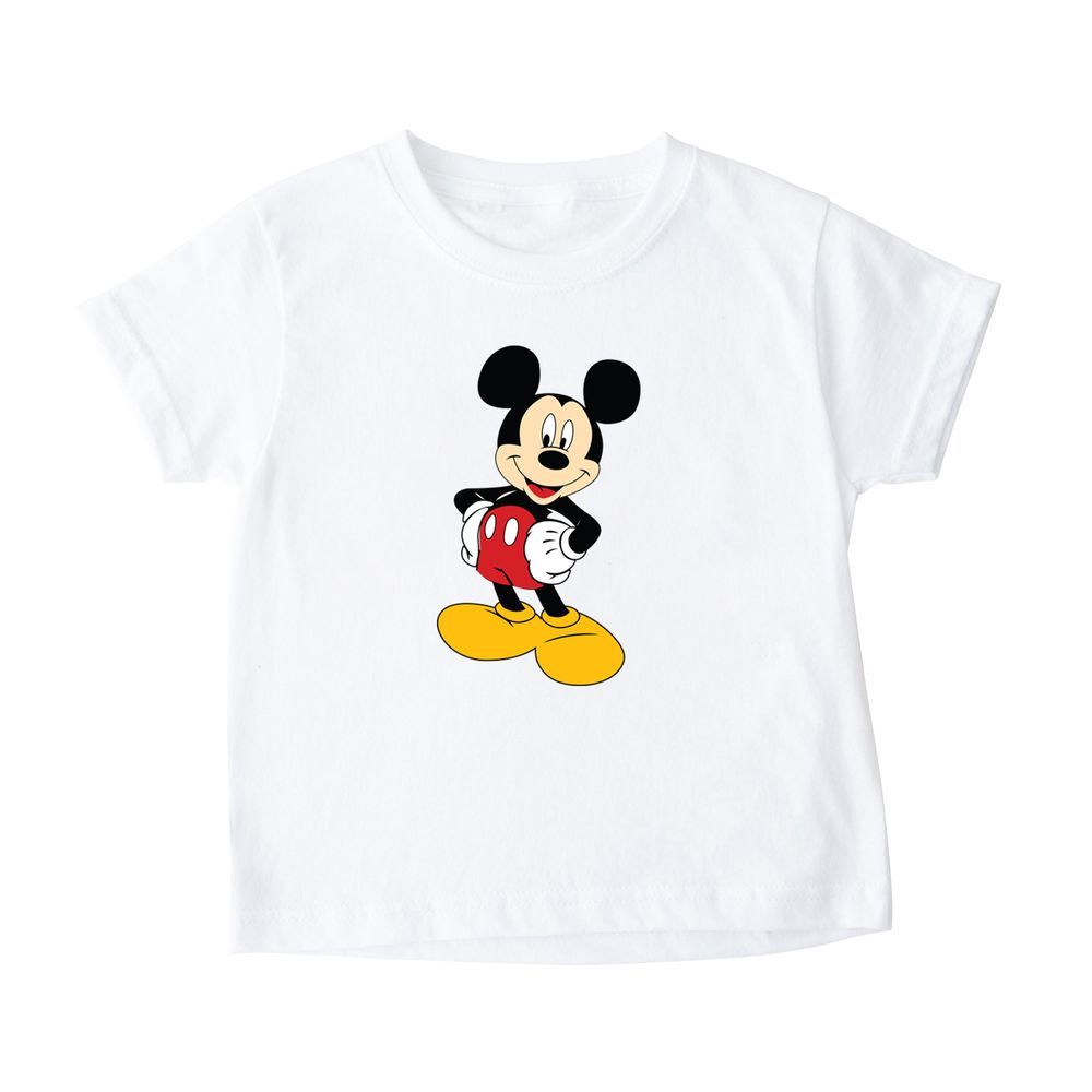 Matching Family Outfits - Mickey Mouse Printed Kids T-Shirt - White