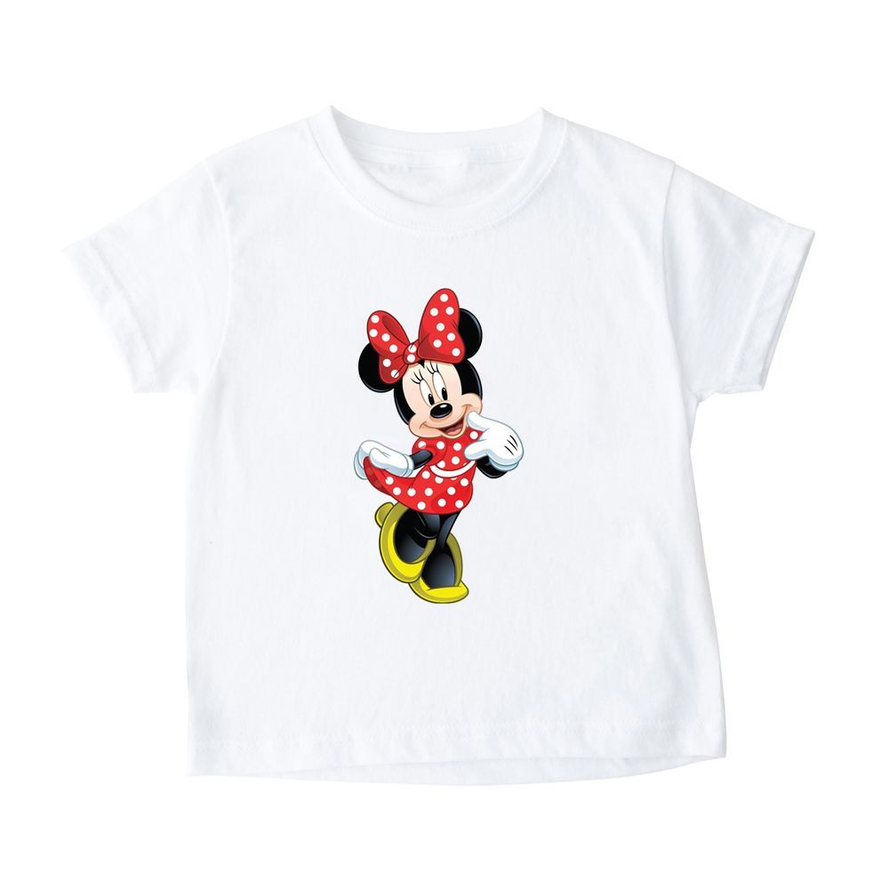 Matching Family Outfits - Minnie Mouse Printed Kids T-Shirt - White