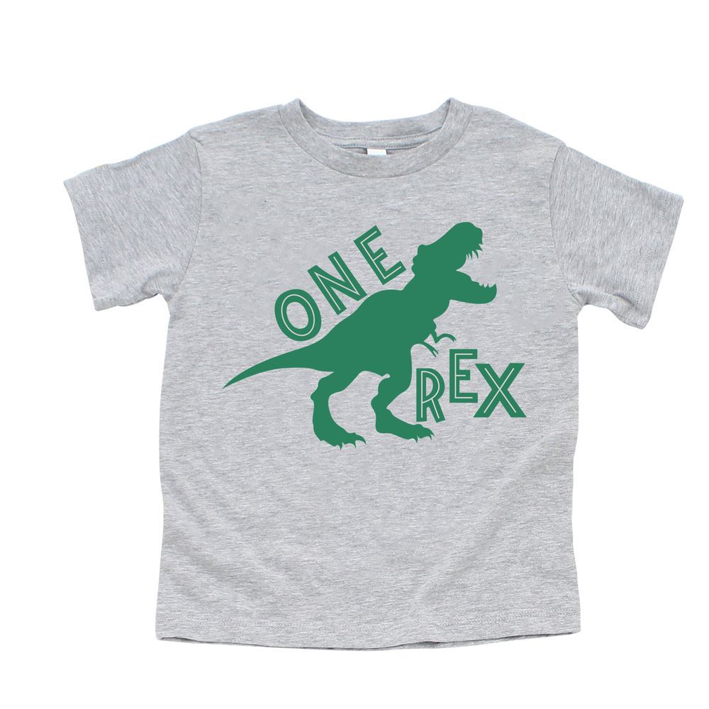 Matching Family Outfits - One Rex Printed Kids T-Shirt - Grey