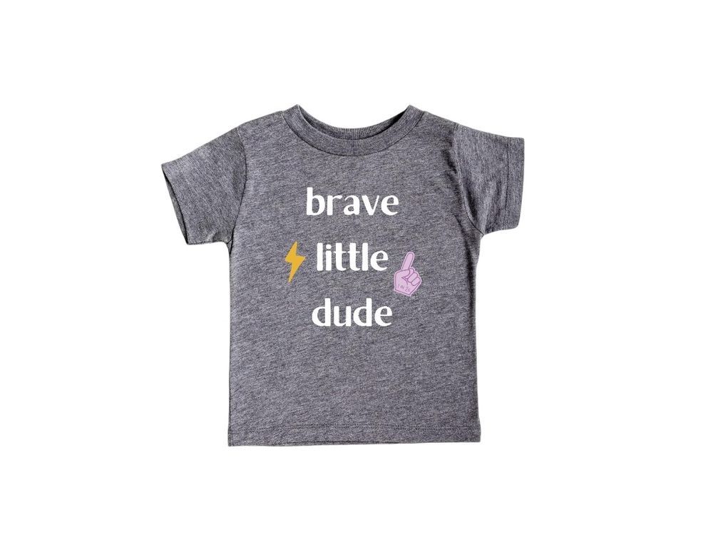 Matching Family Outfits - Brave Little Dude Kids T-shirt - Grey