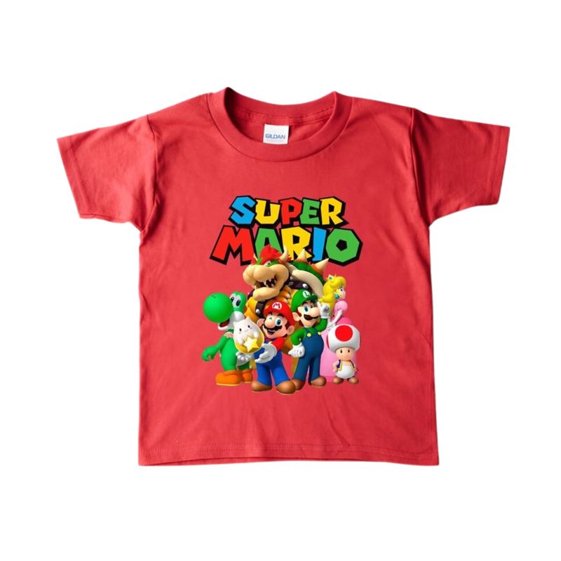 Matching Family Outfits - Kid's Super Mario Printed T-Shirt - Red