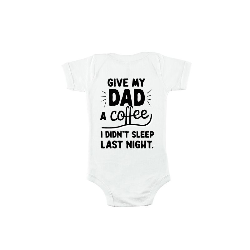 Matching Family Outfits - Give My Dad A Coffee Printed Baby Romper - White