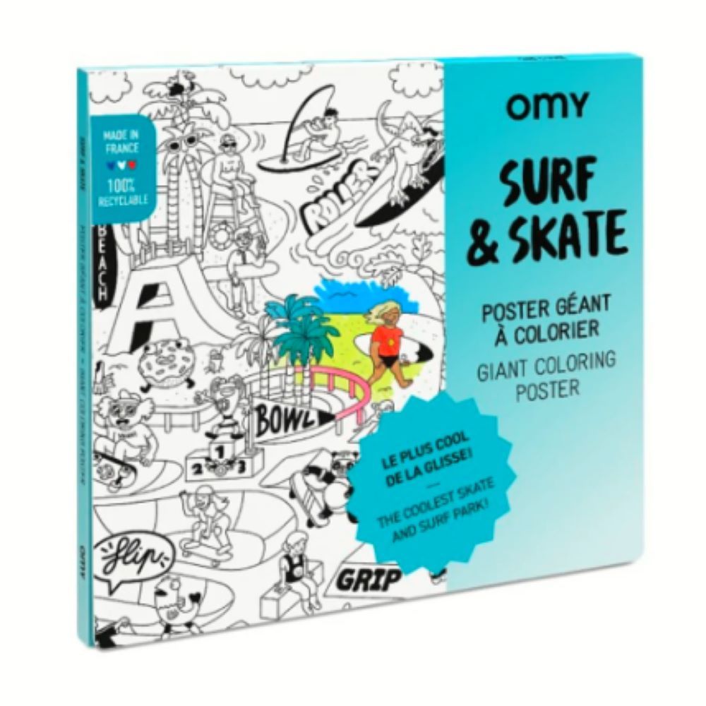 Omy - Giant Coloring Poster - Surf And Skate