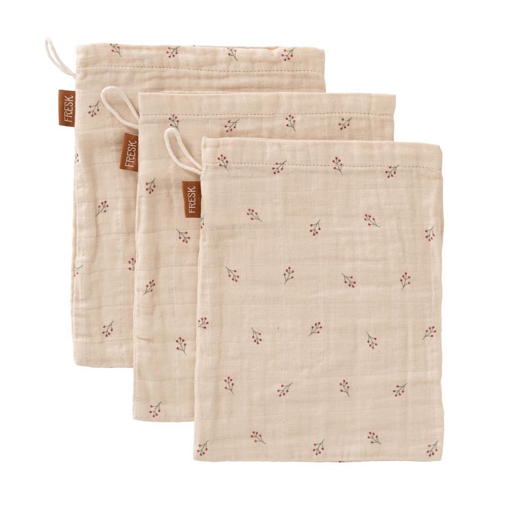 Fresk - Organic Cotton Washcloth Set - Berries - Pack of 3