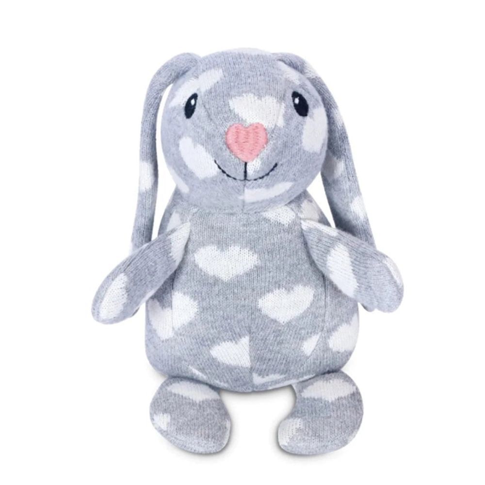 Apple Park - Knit Patterned Soft Bunny - Valentine - Grey - 23cm