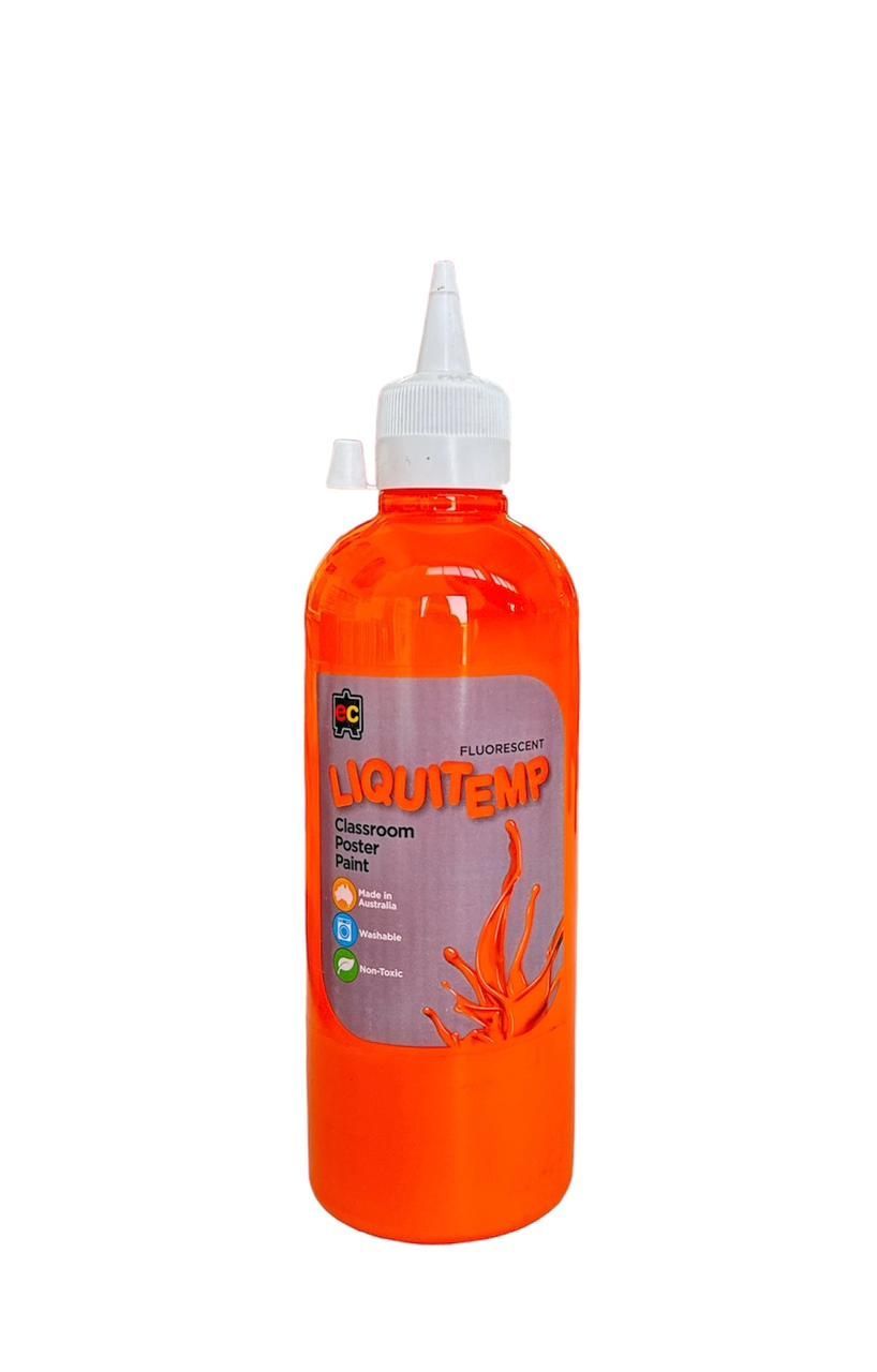 Edu Fun - Fluorescent Liquitemp Classroom Poster Paint - Orange - 500 ml