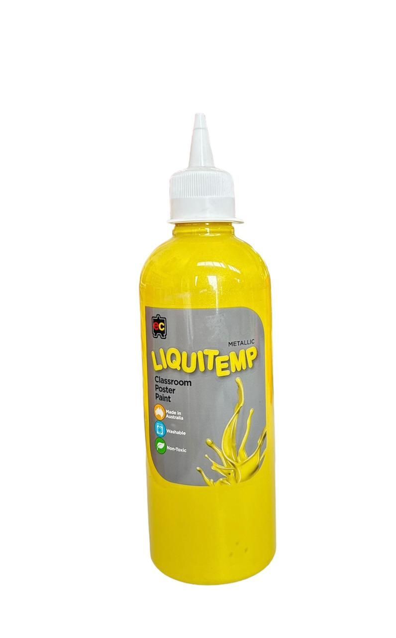 Edu Fun - Metallic Liquitemp Classroom Poster Paint - Yellow - 500 ml