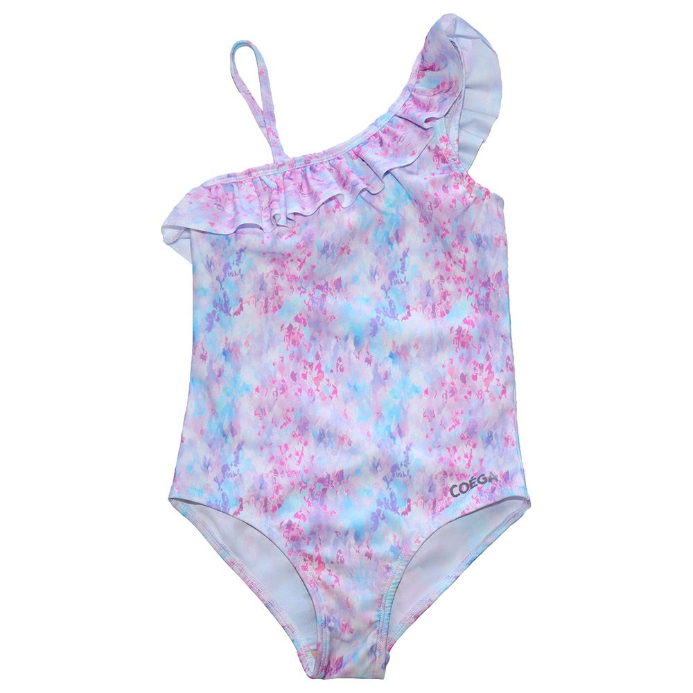 Coega Sunwear - Baby Girls Sleeveless Swimsuit - Purple Abstract Drops