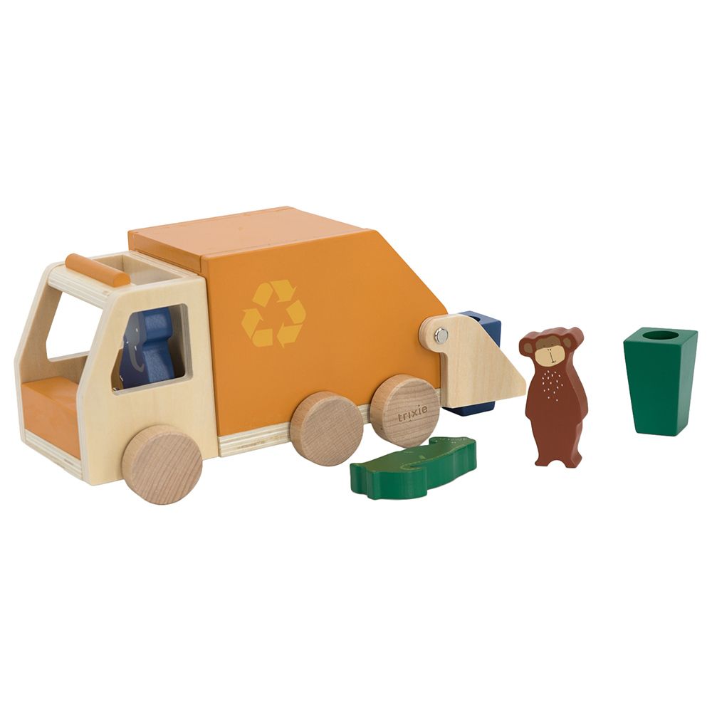 Trixie - Wooden Garbage Truck - Orange