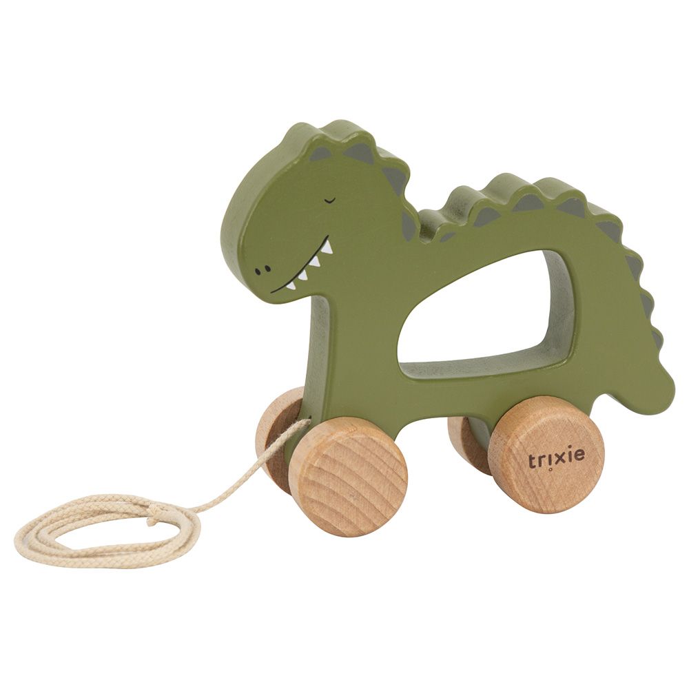 Trixie - Wooden Pull Along Toy - Mr. Dino - Green