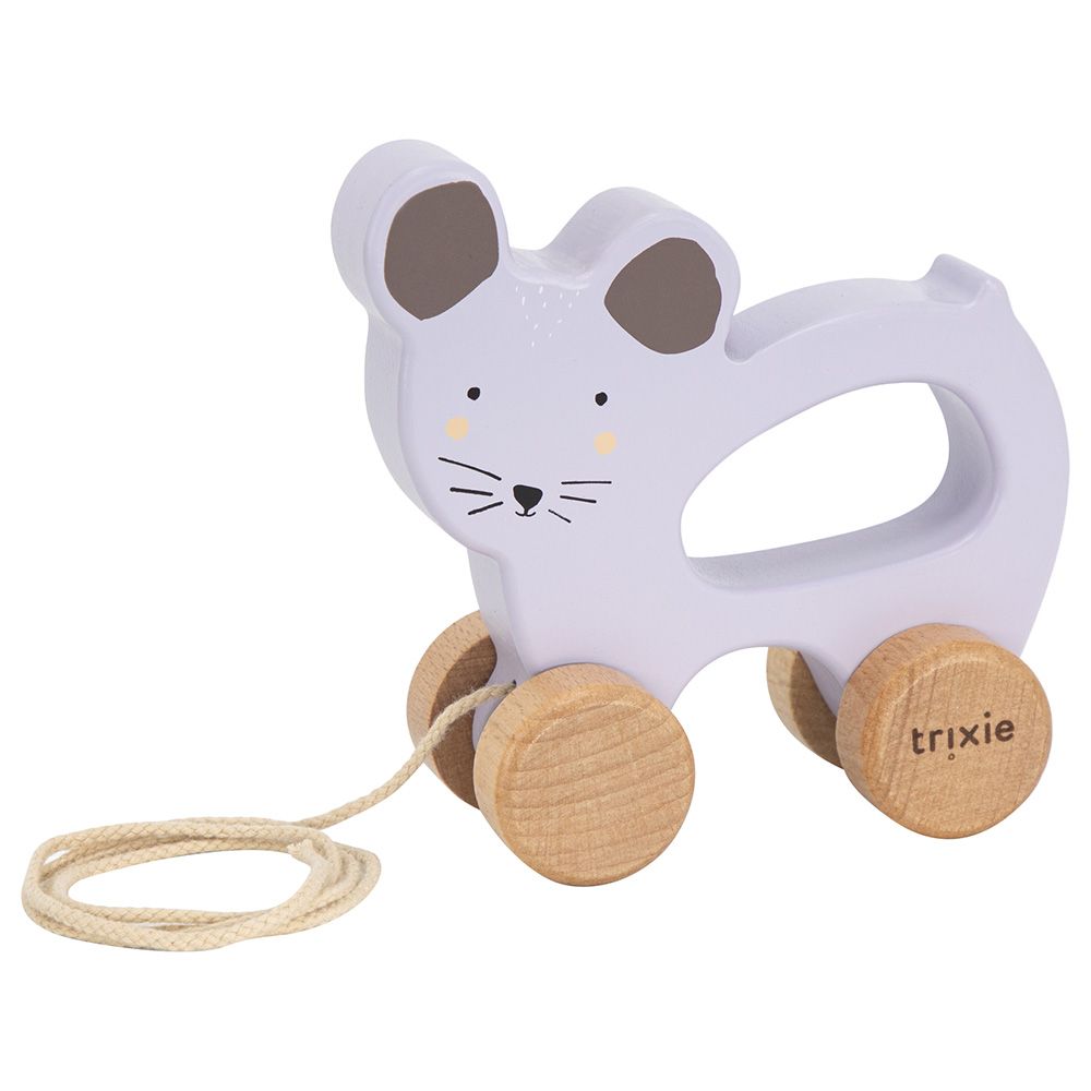 Trixie - Wooden Pull Along Toy - Ms. Mouse - Lilac