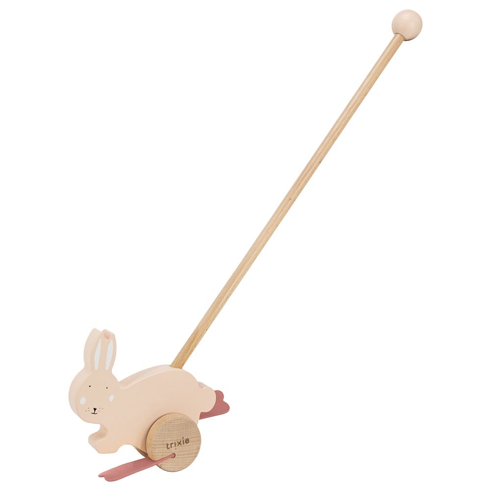 Trixie - Wooden Push Along Toy - Mrs. Rabbit - Pink