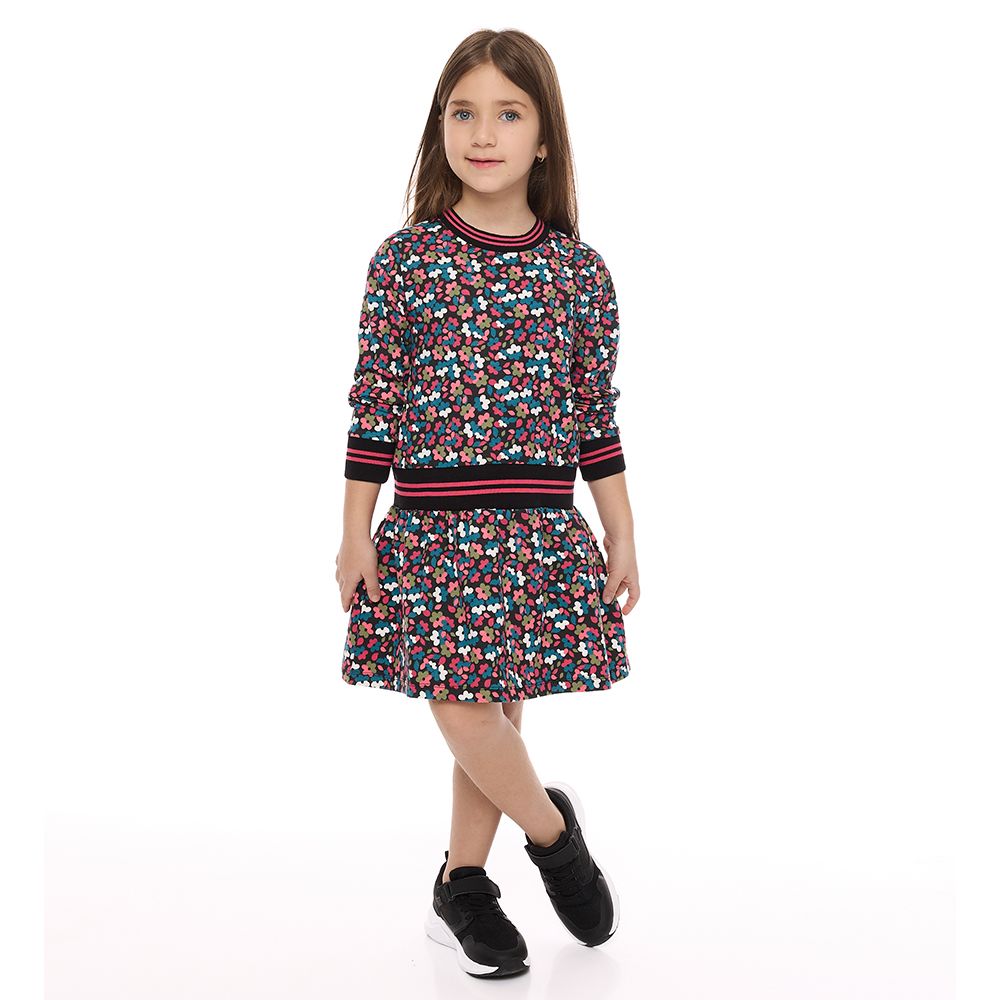 Victor and Jane - Girls' All-Over Floral Print Long Sleeves Dresses