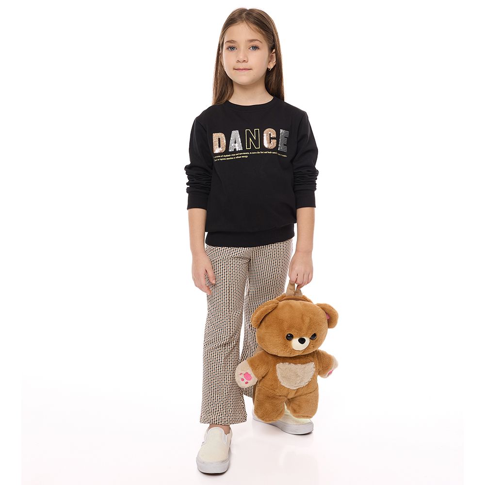 Victor And Jane - Girls Round Neck Embroidered Sweatshirt - Black