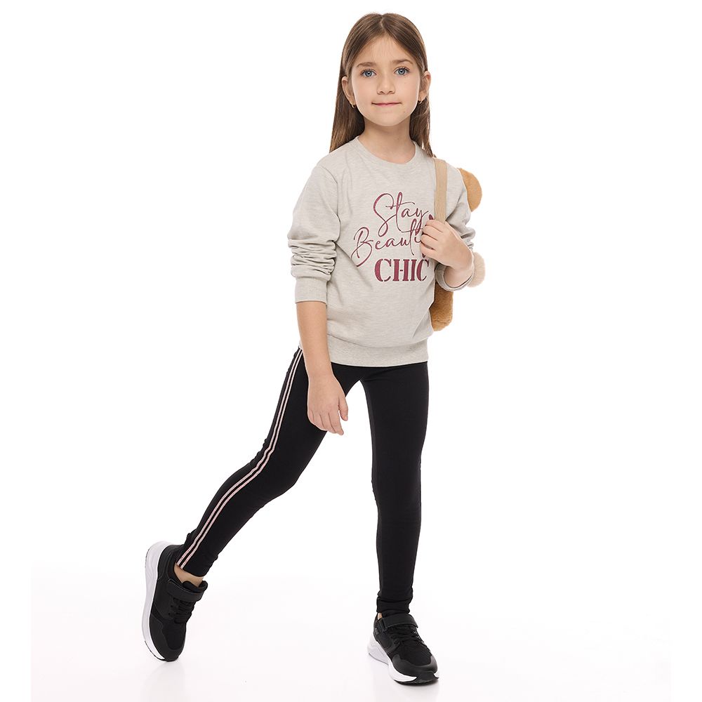 Victor And Jane - Girls Stylish Glitter Printed Sweatshirt - Grey