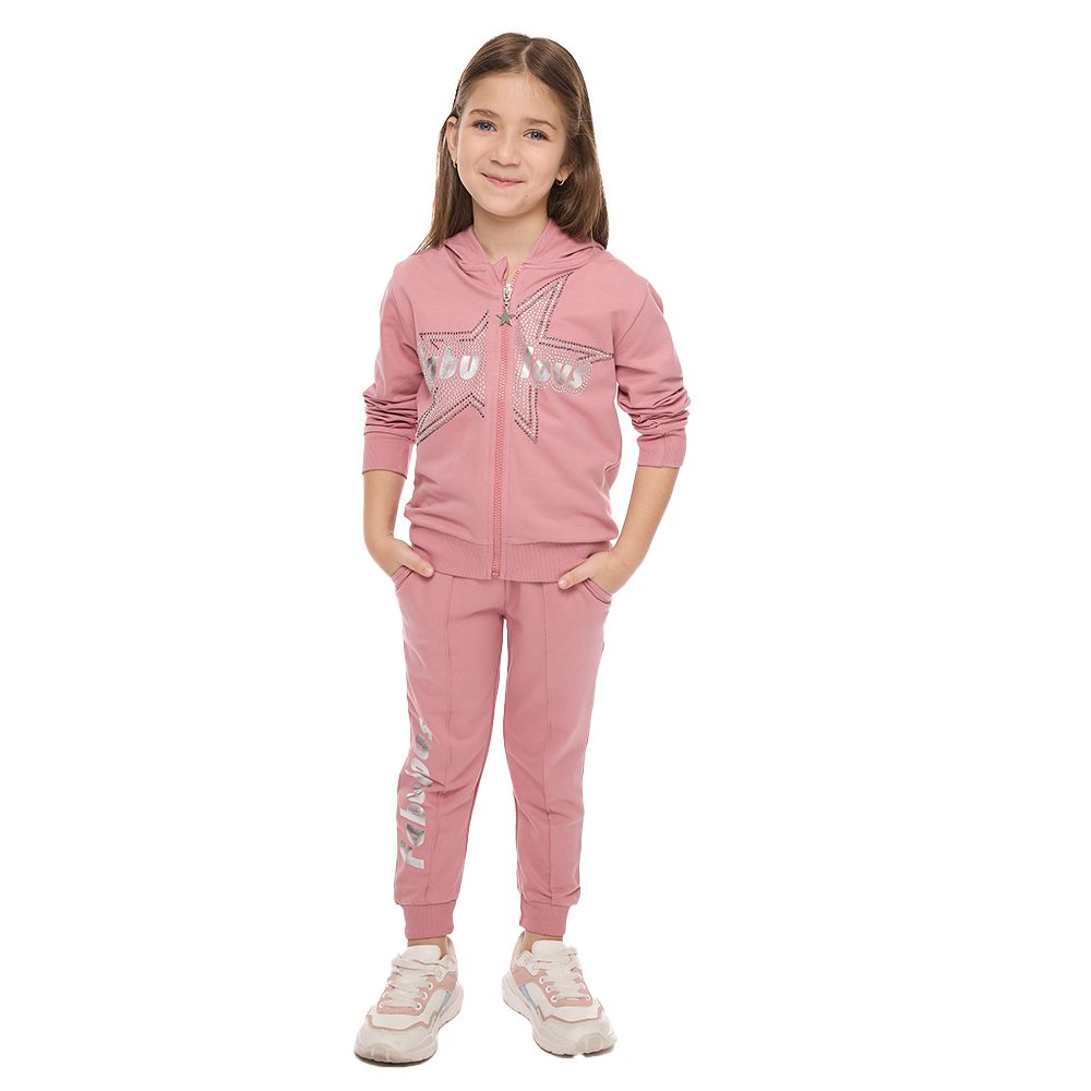 Victor And Jane - 2pc-Set - Girls' Full Zipper Hoodie And Jogger - Pink