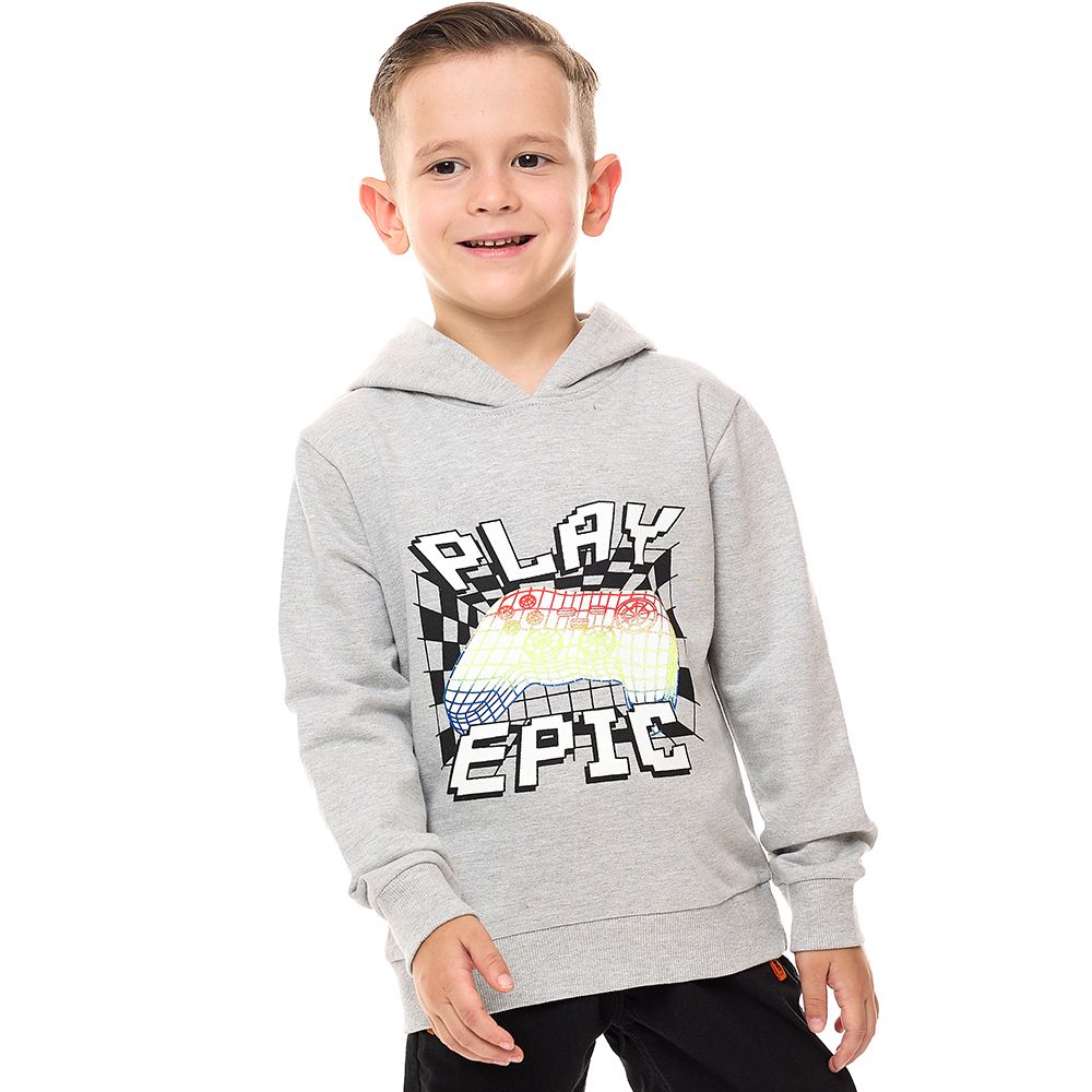 Victor and Jane - Boys' Cotton Hoodie - Grey