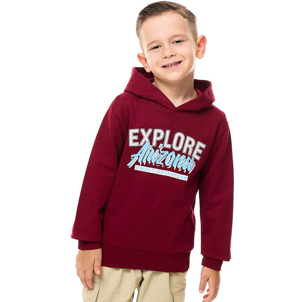 Victor and Jane - Boys' Cotton Hoodie - Maroon