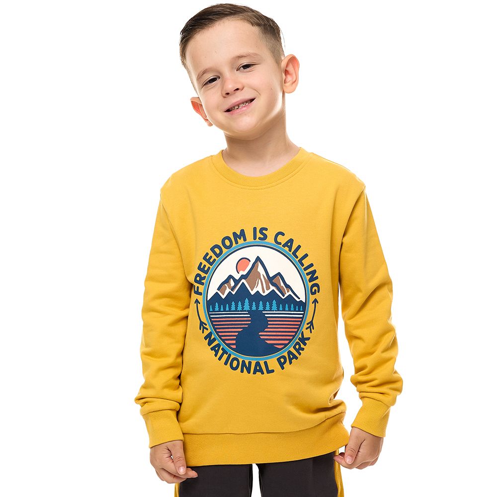 Victor and Jane - Boys' Cotton Sweatshirt - Mustard