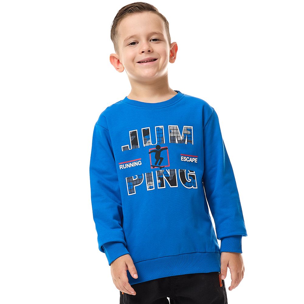 Victor and Jane - Boys' Printed Sweatshirt - Royal Blue